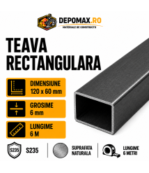 Teava rectangulara 120 x 60 x 6 mm, 6 metri